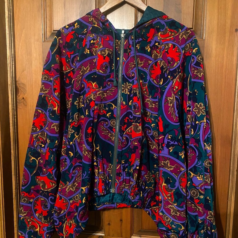 Vintage Paisley Hooded Zip-up Lightweight Jacket